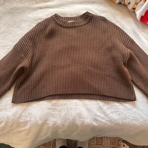 Brown Ribbed Women's Sweater
